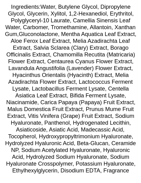 tocobo-cica-calming-aqua-toner-ingredients